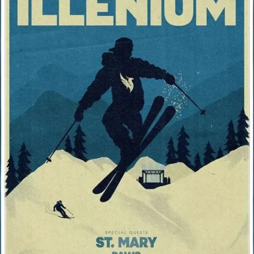 Illenium Special Guests St. Mary Paws Vintage Ski Concert Poster EDM Music Art Print