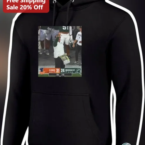 Illinois 31 Michigan State 24 Scoreline Hoodie Big Ten Rivalry Game Day Fan Apparel