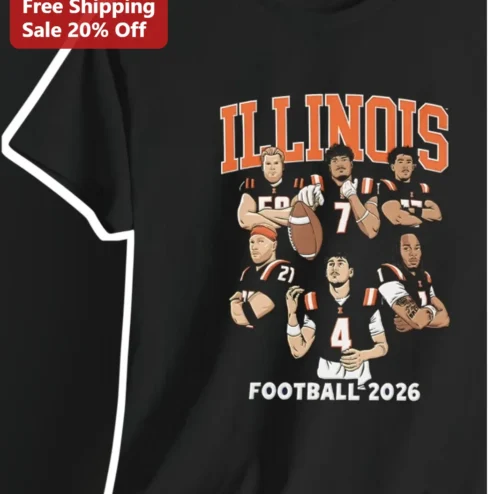 Illinois Football 2026 Tee Fighting Illini Fan Gear College Sports Shirt