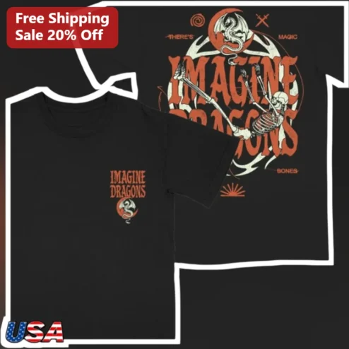 Imagine Dragons Bones Tee There's Magic In My Bones Lyrics Shirt Rock Band Merch Gift