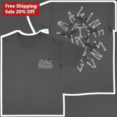 Imagine Dragons Tee Bones Logo Dragon Silhouette Graphic T-Shirt for Men Women Music Fans