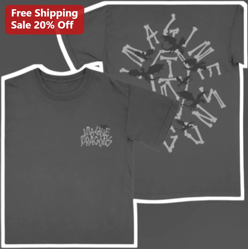 Imagine Dragons Tee Bones Logo Dragon Silhouette Graphic T-Shirt for Men Women Music Fans