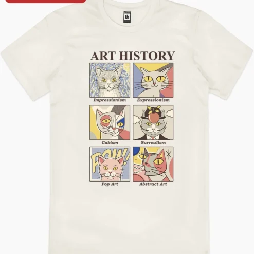 Impressionism Art History Cat Tee Surrealism Cubism Pop Art Abstract Expressionism Graphic Shirt