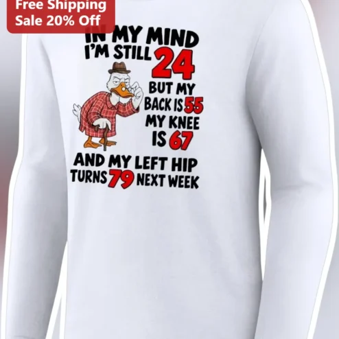 In My Mind I'm Still 24 Funny Aging Joke Long Sleeve Tee Turning 79 Birthday Gift