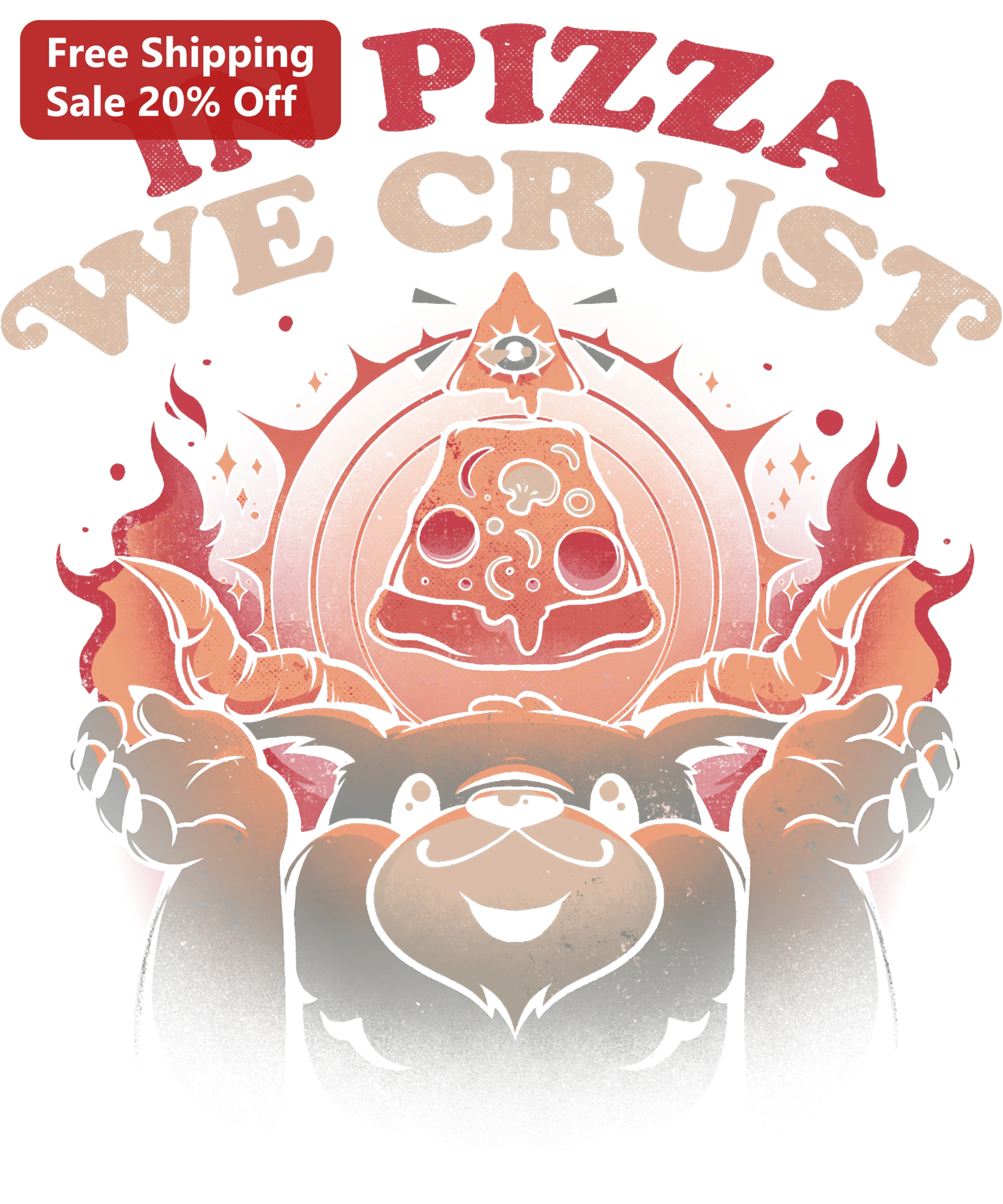 In Pizza We Crust Funny Goat Baphomet Pizza Pun Graphic Tee Gift for Pizza Lovers