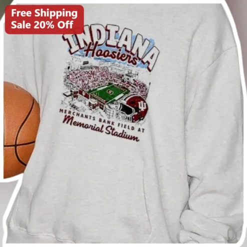 Indiana Hoosiers Merchants Bank Field at Memorial Stadium Vintage Sweatshirt available at our Chicago, Illinois warehouse
