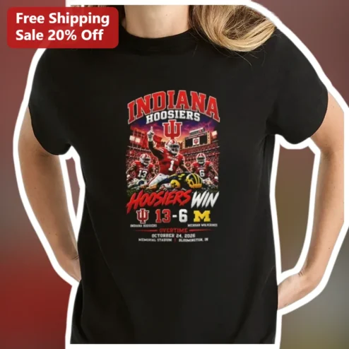 Indiana Hoosiers Win Tee College Football Fan Gear Black T-Shirt