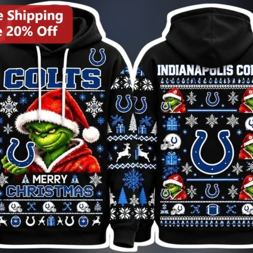 Indianapolis Colts Merry Christmas The Grinch Ugly Sweater Hoodie NFL Holiday Gift