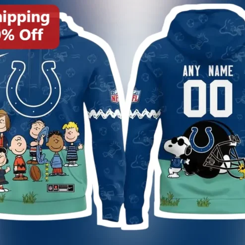 Indianapolis Colts Peanuts Hoodie Snoopy NFL Fan Gear Custom Name