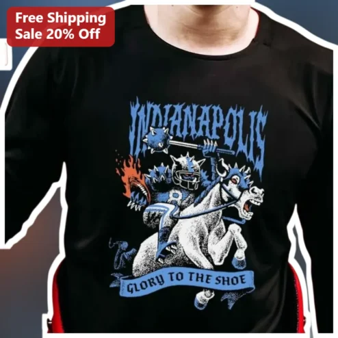 Indianapolis Glory To The Shoe Vintage Football Mascot Graphic Tee For Colts Fans