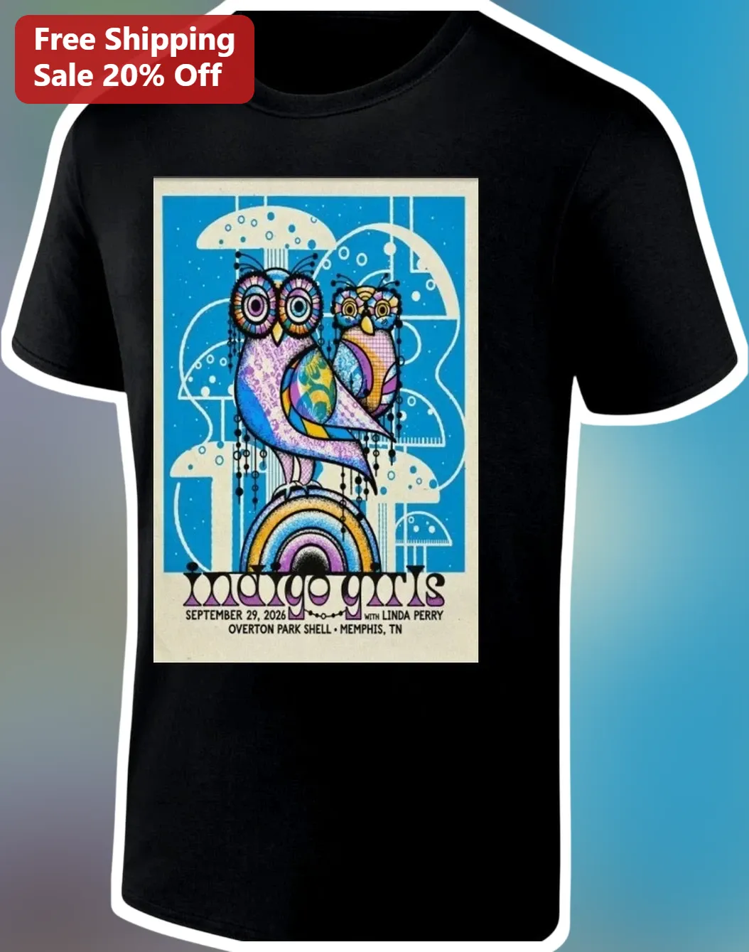 Indigo Girls Tee Psychedelic Owl Folk Rock Band Merch Vintage Concert Graphic Shirt