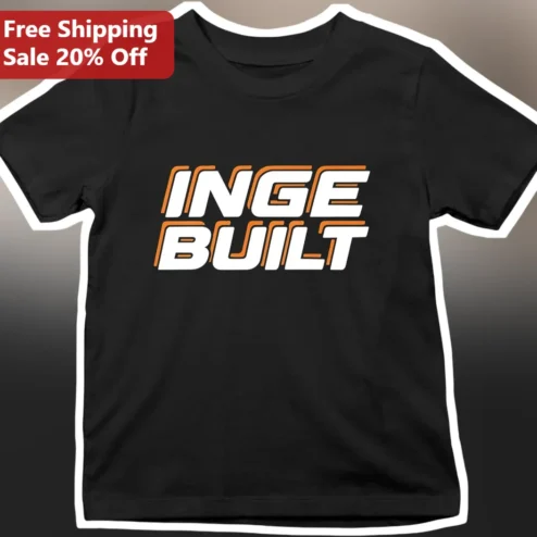 Inge Built Tee Athletic Typography Graphic T-Shirt for Baseball Fans Self-Made Motivational Gift
