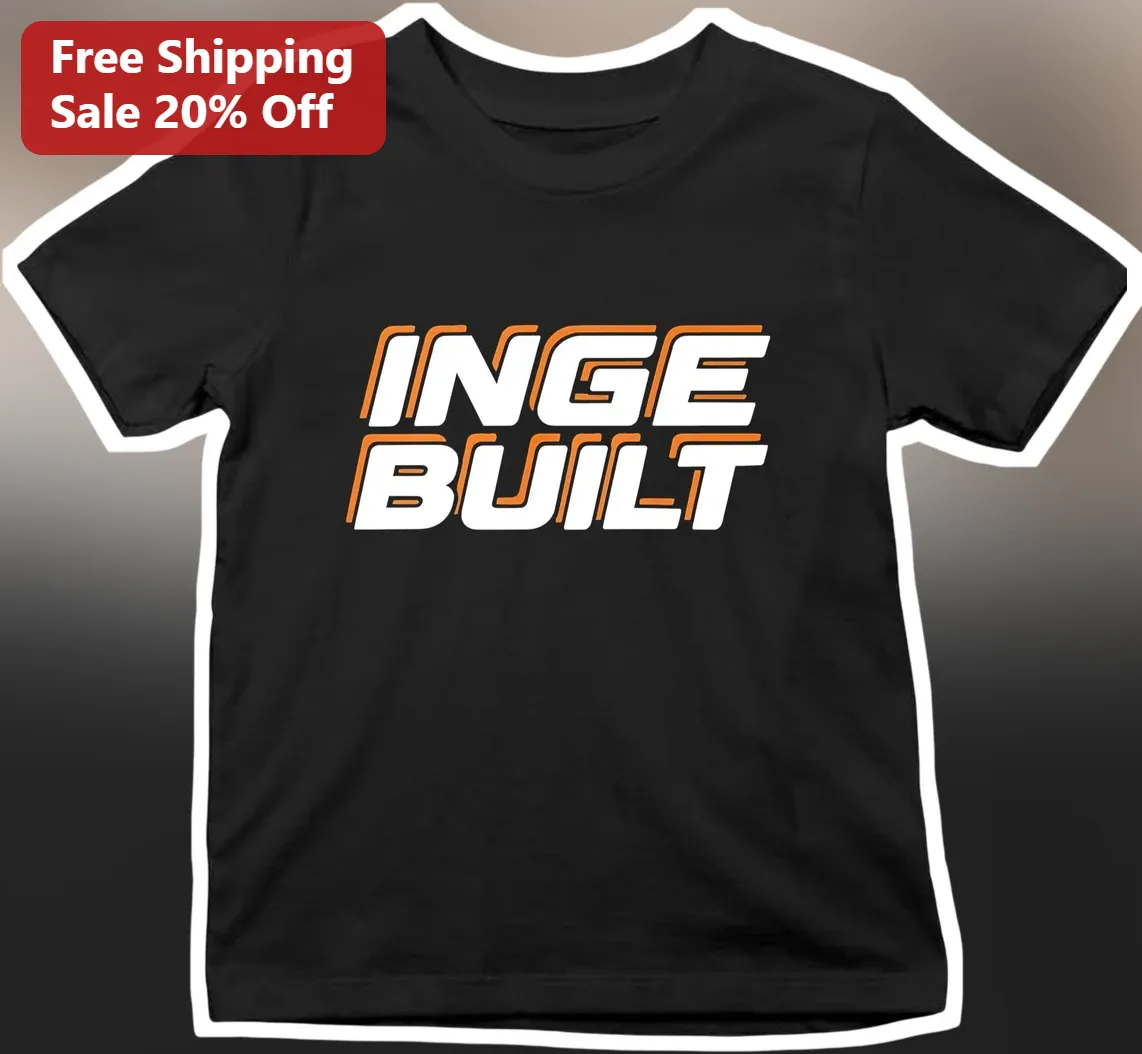 Inge Built Tee Athletic Typography Graphic T-Shirt for Baseball Fans Self-Made Motivational Gift