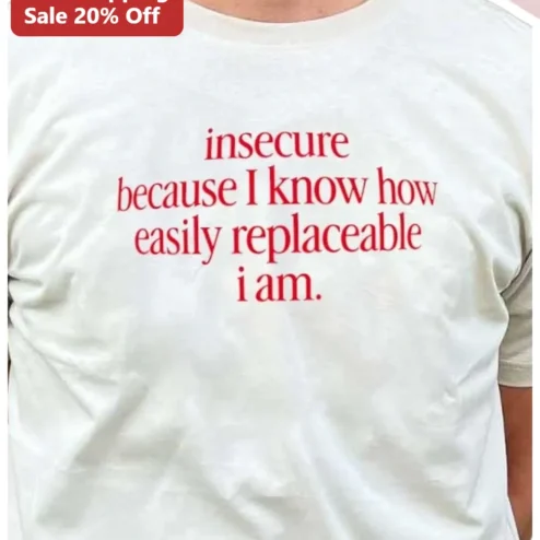 Insecure Because I Know How Easily Replaceable I Am Tee Relatable Relationship Anxiety Graphic Shirt