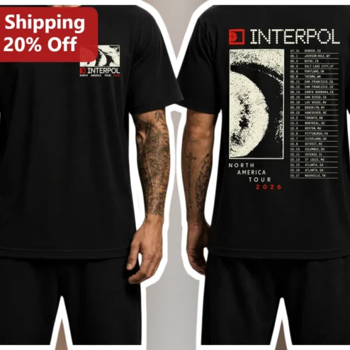 Interpol North America Tour 2026 Tee Indie Rock Band Merch Graphic T-Shirt