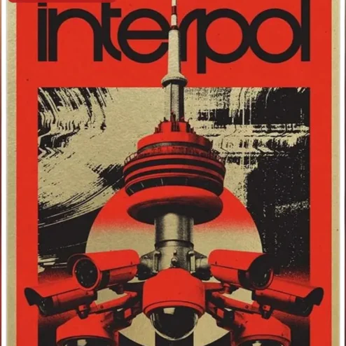 Interpol Poster Vintage CN Tower Surveillance Camera Art Print Indie Rock Band Merch Gift for Music Fans