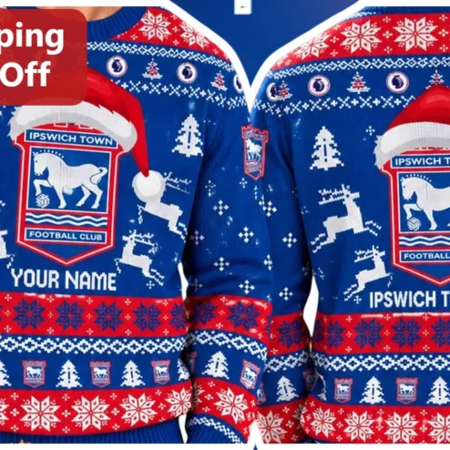 Ipswich Town FC Ugly Christmas Sweater Fan Gift Holiday Knitwear