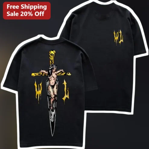 Iron Maiden Eddie Sword Cross Graphic Tee Heavy Metal Band Merch Vintage Style Black Shirt