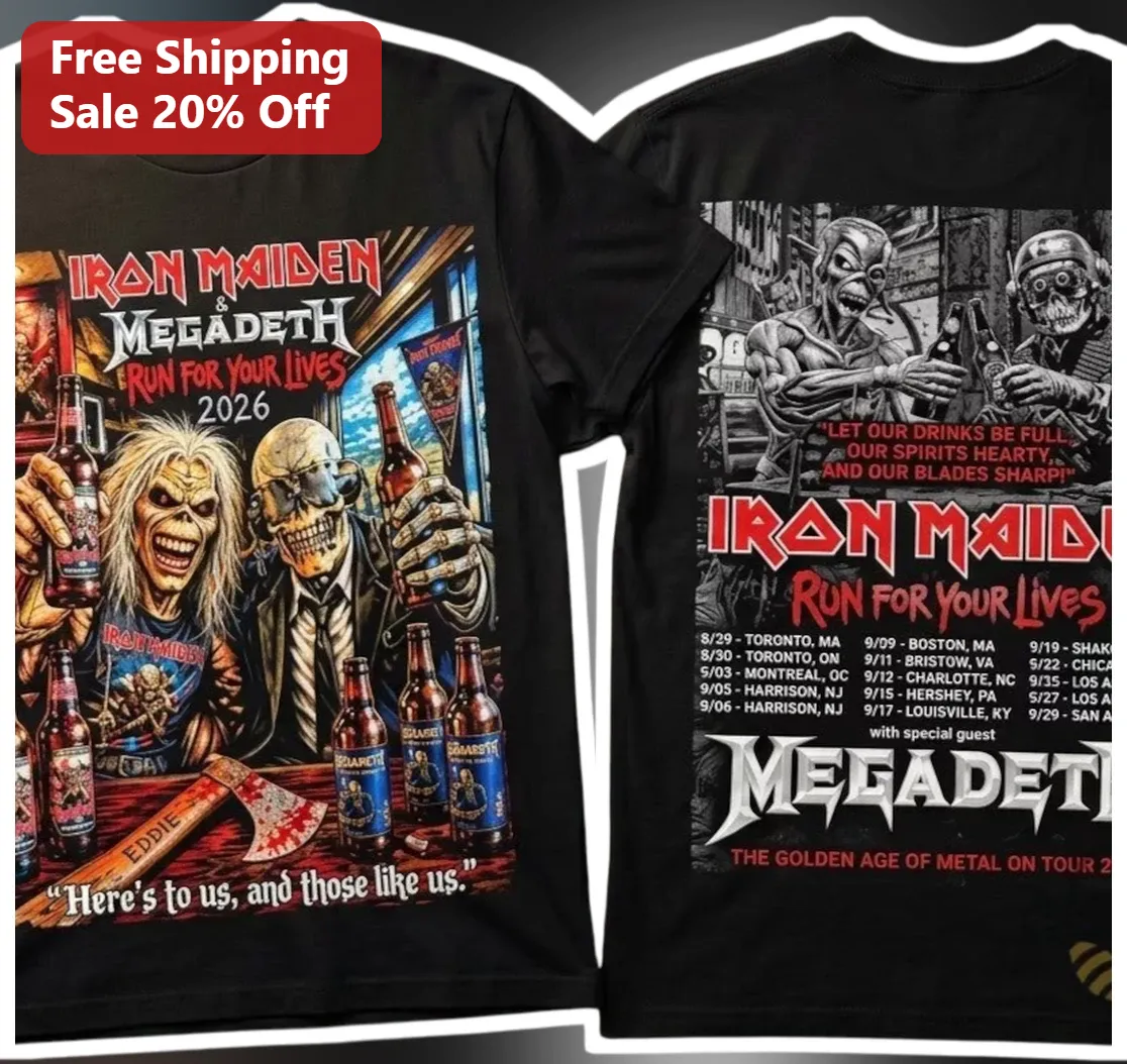 Iron Maiden Megadeth Run For Your Lives 2026 Tour Tee Heavy Metal Concert Merch Gift