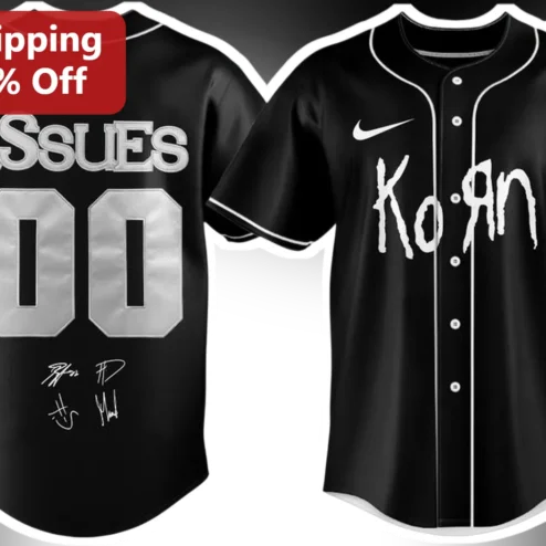 iSSUES Baseball Jersey Korn Nu Metal Band Merch Black Button Up Shirt
