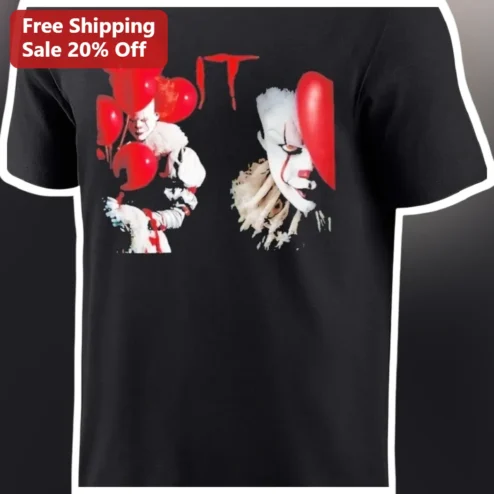 IT Pennywise Horror Movie Graphic Tee for Stephen King Fans