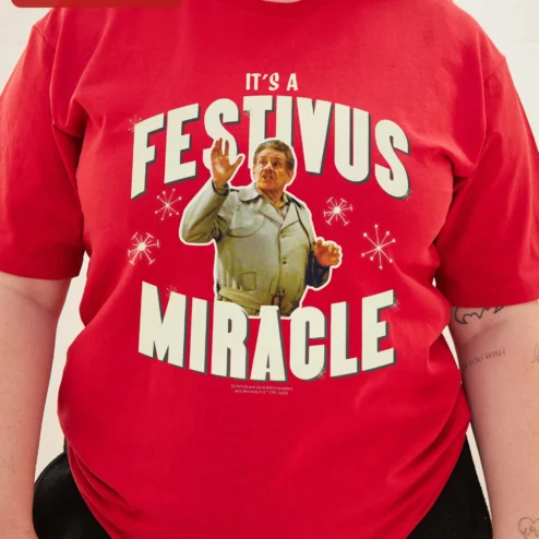Customer in Chicago, Illinois wearing It's A Festivus Miracle Tee Frank Costanza Seinfeld Quote Shirt December 23 Gift