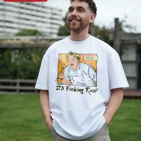 It's Fucking Raw Gordon Ramsay Quote Graphic Tee Funny Chef Shirt