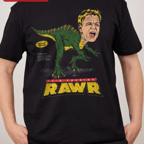 Customer in Chicago, Illinois wearing It's Fucking Rawr Gordon Ramsay Meme Graphic Tee Funny Chef Humor Gift for Men