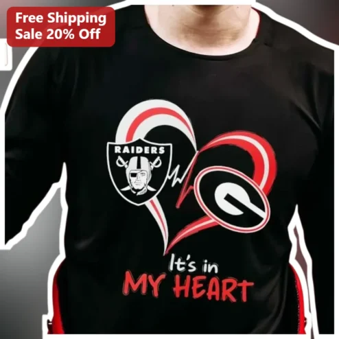 It's in MY HEART Las Vegas Raiders Georgia Bulldogs Long Sleeve Tee