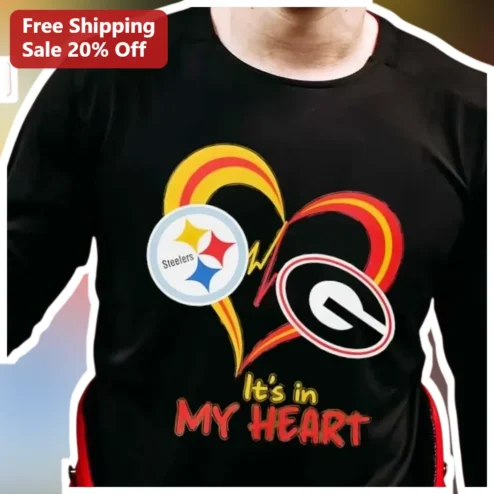 It's in MY HEART Steelers Georgia Bulldogs Tee Dual Team Fan Shirt