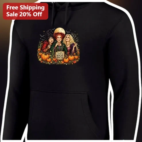 It's Just a Bunch of Hocus Pocus Hoodie Sanderson Sisters Halloween Witch Apparel Gift available at our Chicago, Illinois warehouse
