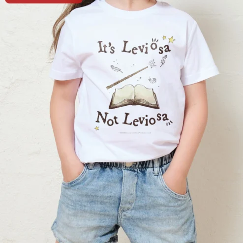 It's LeviOsa Not LevioSa Wingardium Leviosa Harry Potter Parody Kids Tee on a hanger, ready to ship from Chicago, Illinois