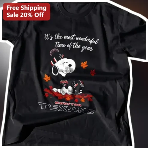 It's The Most Wonderful Time Of The Year Houston Texans Snoopy Tee NFL Holiday Gift