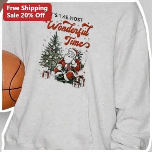 It's The Most Wonderful Time Santa Claus Vintage Christmas Sweatshirt available at our Chicago, Illinois warehouse