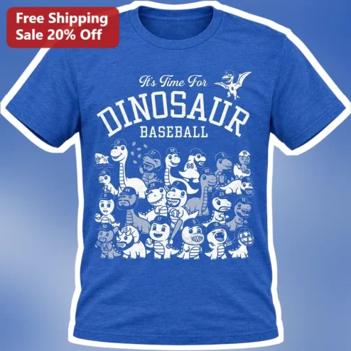 It's Time For Dinosaur Baseball Tee Kids Youth Dino Shirt Gift