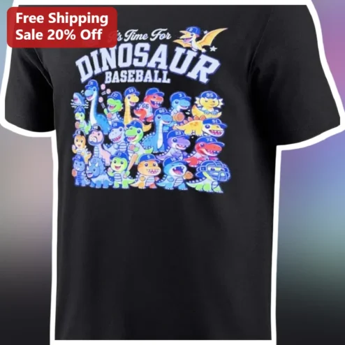 It's Time For Dinosaur Baseball Tee Kids Youth Sports Graphic Shirt Gift