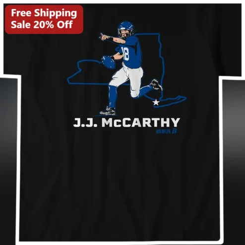 J.J. McCarthy Michigan Wolverines QB Graphic Tee Black Cotton Fan Shirt