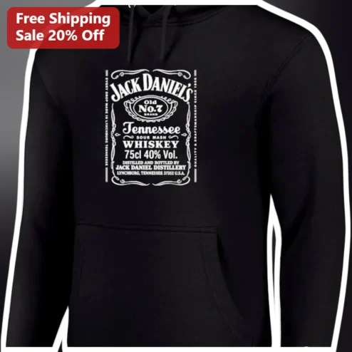 Jack Daniel's Old No.7 Brand Tennessee Sour Mash Whiskey Hoodie Vintage Logo Bar Merch Gift for Men Women