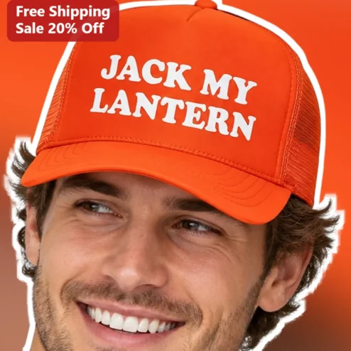Jack My Lantern Halloween Trucker Hat Funny Pumpkin Pun Cap for Men Women