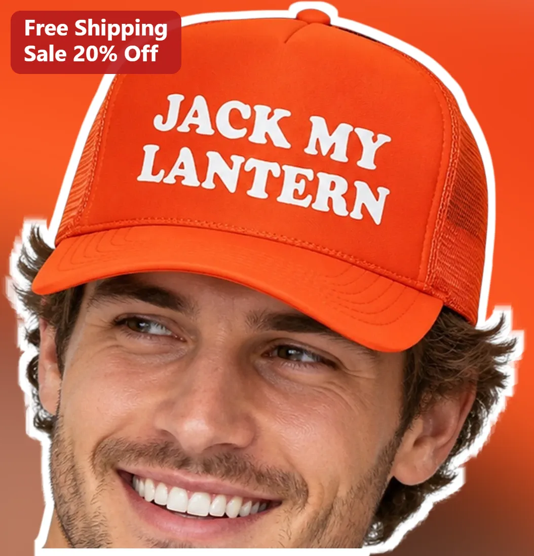 Jack My Lantern Halloween Trucker Hat Funny Pumpkin Pun Cap for Men Women