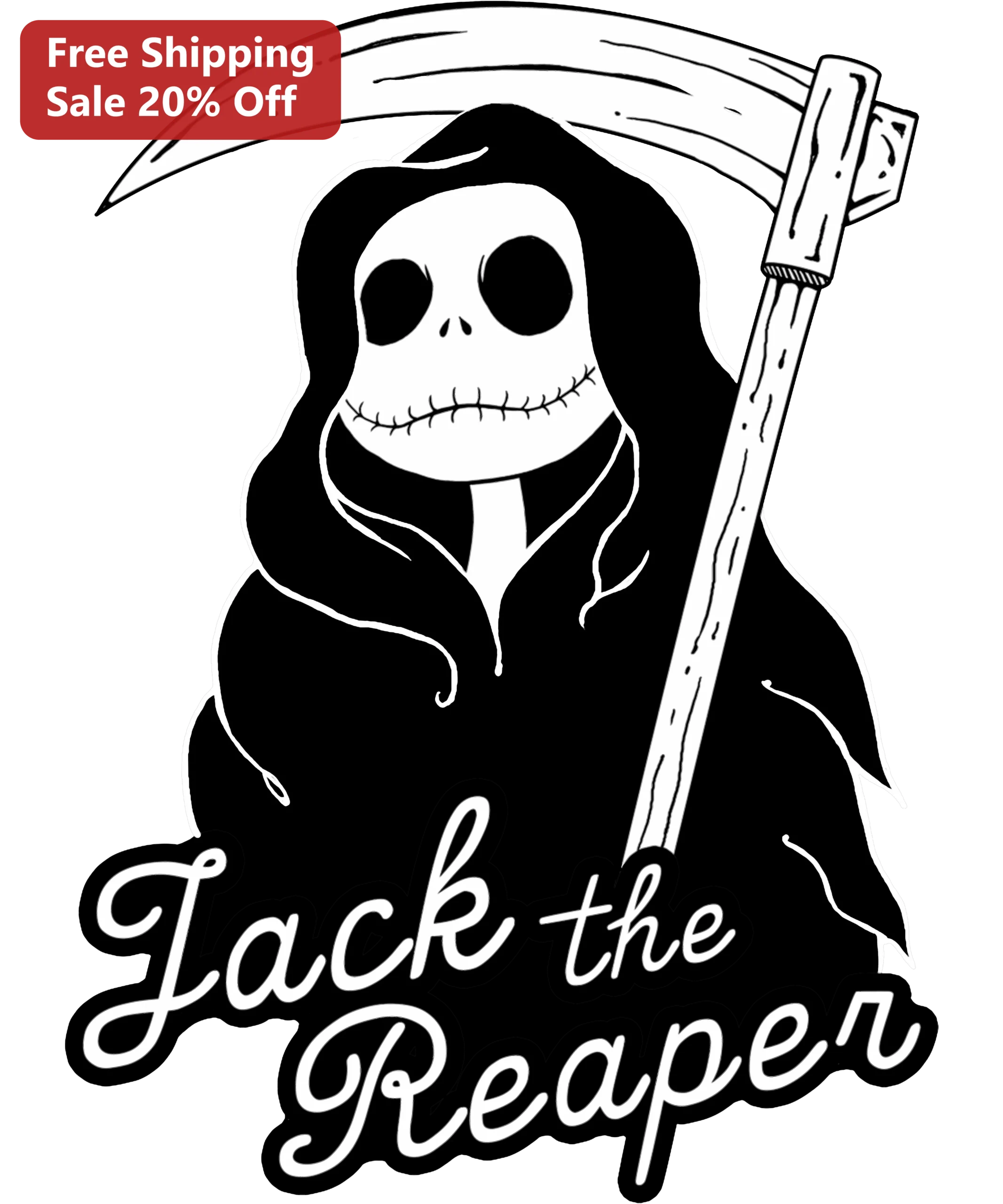 Jack the Reaper Decal Halloween Grim Reaper Sticker for Laptop Water Bottle