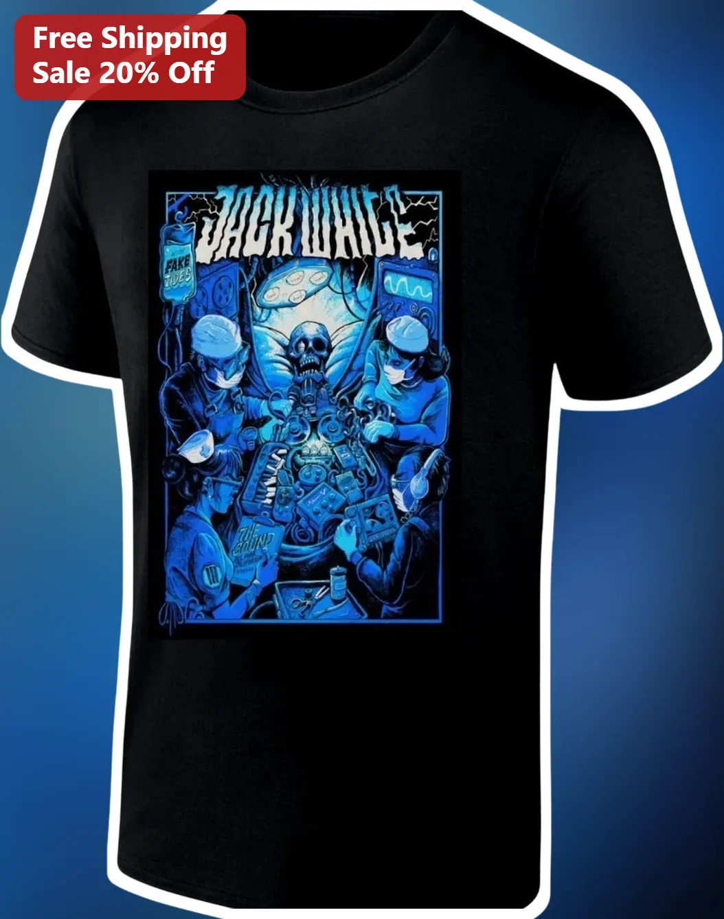 Jack White Surgeon Skeleton Graphic Tee No Name Tour Merch Unisex Cotton Shirt
