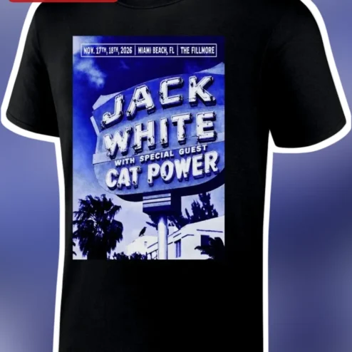 Jack White With Special Guest Cat Power Tee Vintage Concert Poster Graphic Shirt