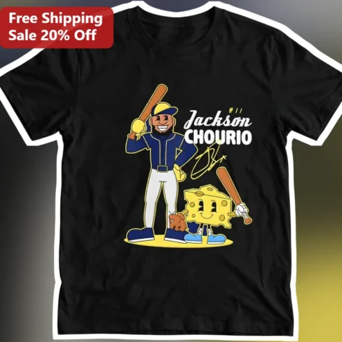Jackson Chourio Milwaukee Brewers #11 Wonder Kid Cartoon Cheese Mascot Graphic Tee for Baseball Fans