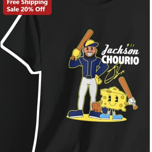 Jackson Chourio Milwaukee Brewers Cheesehead Cartoon Graphic Tee Gift for Baseball Fans