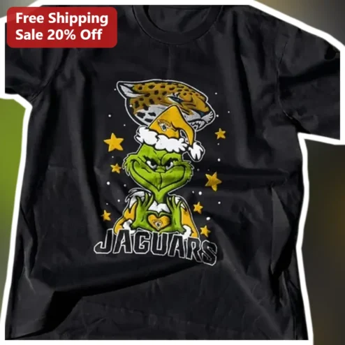 Jacksonville Jaguars The Grinch Christmas Graphic Tee Holiday NFL Fan Gift