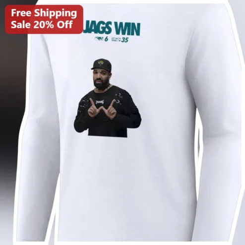 JAGS WIN Drake Long Sleeve Tee Jacksonville Jaguars NFL Football Fan Shirt