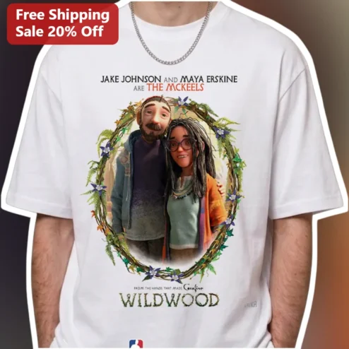 Jake Johnson and Maya Erskine Are The McKeels Wildwood Movie Graphic Tee From Coraline Creators