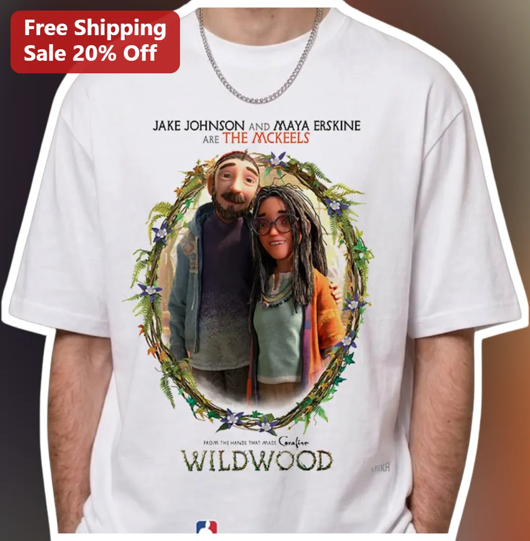 Jake Johnson and Maya Erskine Are The McKeels Wildwood Movie Graphic Tee From Coraline Creators
