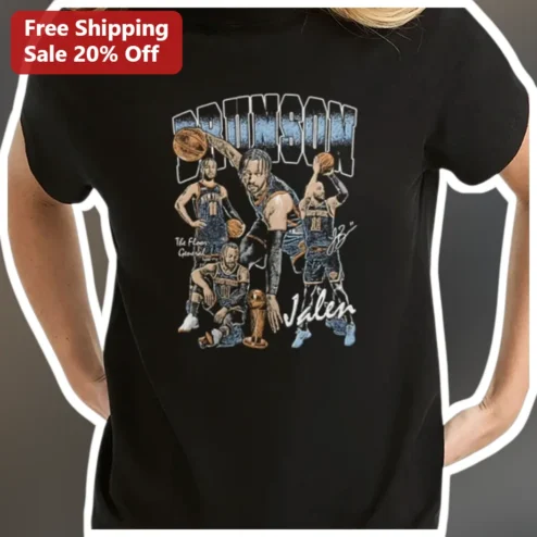 Jalen Brunson The Floor General Vintage Distressed Graphic Tee New York Knicks NBA Fan Apparel